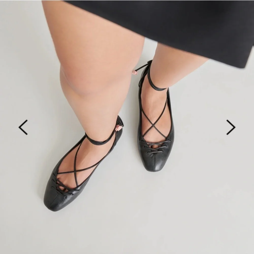 Rose Black Women's for love & lemons x dolce vita Ballet Flats boho fall 7 nwt